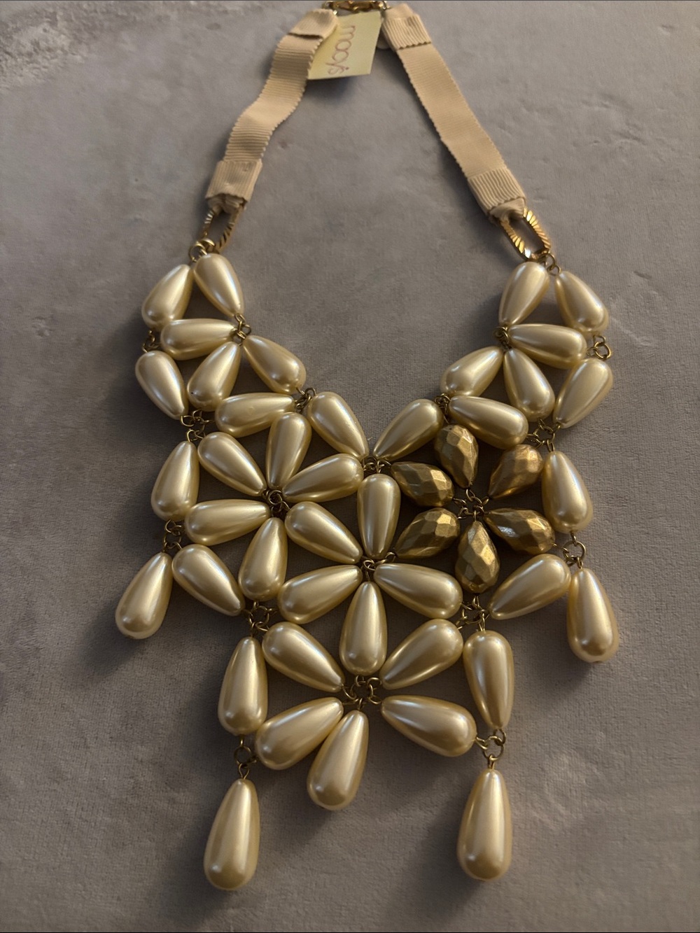 Macy's Gold-Tone Pearl Teardrop Bib Necklace
